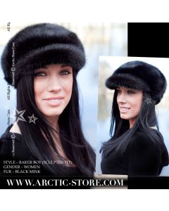 Black Mink Fur Baker Boy Cap – Women’s Fit