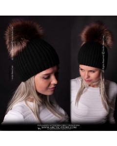 Beanie - XXL L'orNoir Fox pom