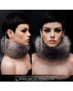 Blue Frost Fox Fur Neck Warmer – Silver Mist Edge