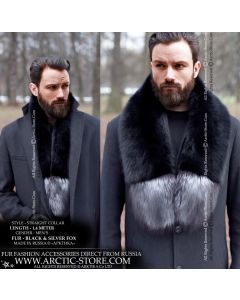 Men's fur collar 120cm, Black & Silver fox