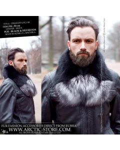 Men's fur collar 90cm, Black & Silver fox