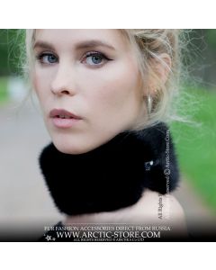 Black Mink Fur Neck Warmer – Minimalist Band