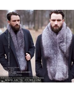 Men's Silver Grey Fox Fur Collar 140 cm