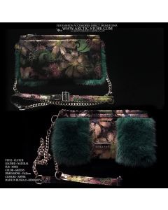 Romanov Green Mink & Painted Leather Clutch