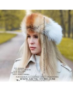 Red fox and Arctic Shadow fur headband with natural light gradient