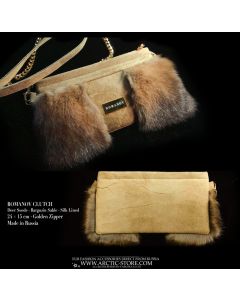 Golden deer suede back of Romanov clutch – natural grain and Barguzin sable trim
