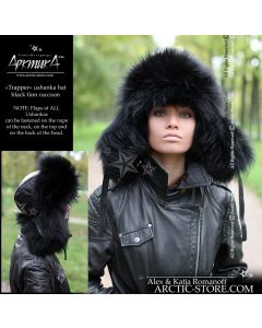 WOMEN’S TRAPPER HAT · BLACK RACCOON FUR · LEATHER