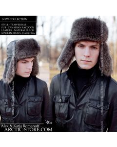 MEN’S TRAPPER HAT · CANADIAN RACCOON FUR · LEATHER