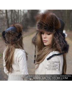 WOMEN’S TRAPPER HAT · L’OR NOIR FOX · LEATHER