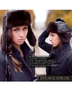 WOMEN’S TRAPPER HAT · MAHOGANY MINK FUR · LEATHER