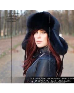 WOMEN’S TRAPPER HAT · BLACK FOX FUR · LEATHER