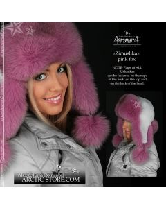 Women’s Bomber Hat · Pink Fox Fur · Leather · Poms