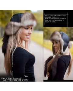 Women’s Bomber Hat · Stone Marten Fur · Leather · Tails