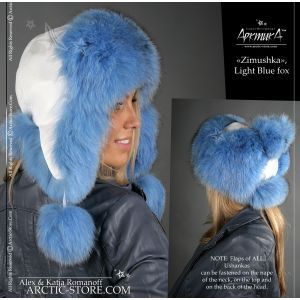 Arctic Fox Fur Hat Saga Furs Ushanka Hat in Light Bright Green 