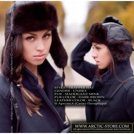 Brown Mink Trapper Hat for Men