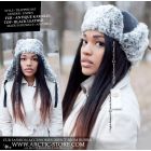 antique grey astrakhan fur trapper hat front texture women
