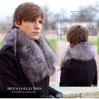 Men's Silver Grey Fox Fur Collar – 80 cm Classic