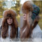 Slavic winter hat with golden cross fur and Pavlovo Posad crown