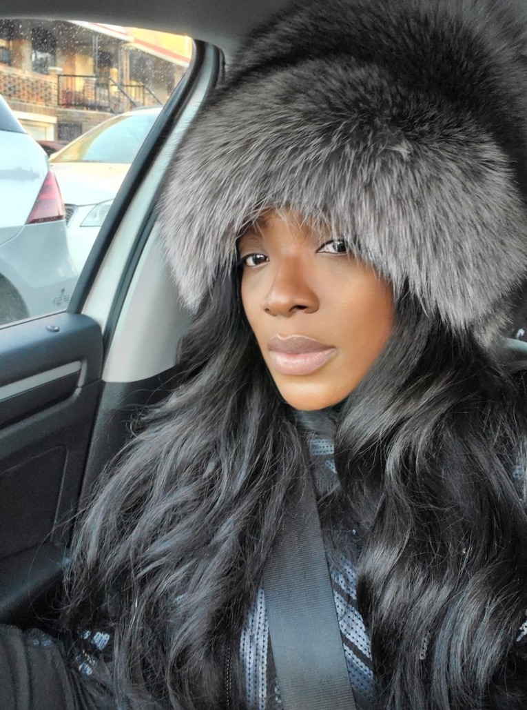 woman wearing Russian silver fox fur hat